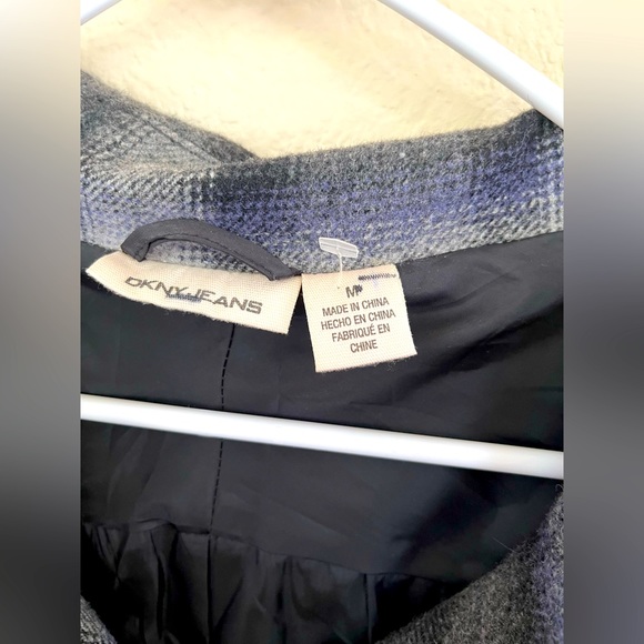 DKYN Jeans Wool Plaid Pattern Coat Size Medium - Picture 3 of 3